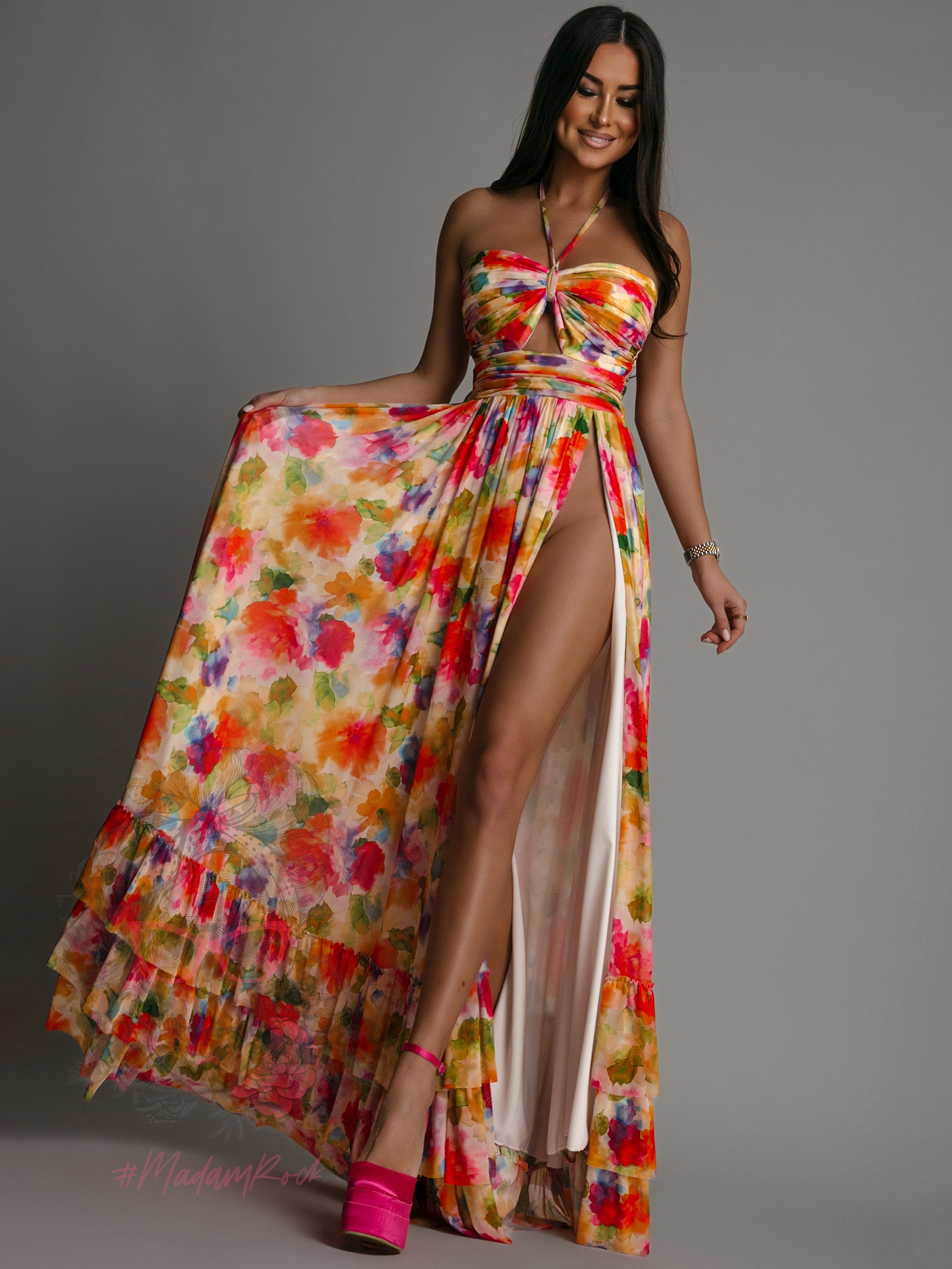 Sukienka maxi w kwiaty NB Falore kolorowa