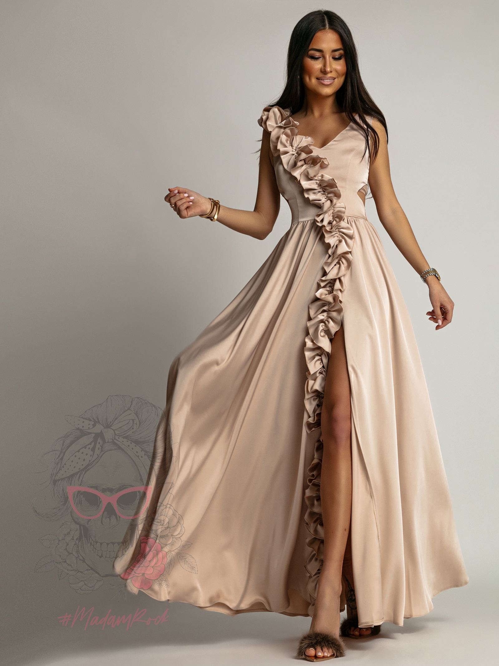 Sukienka maxi NB GlamRoses beżowa