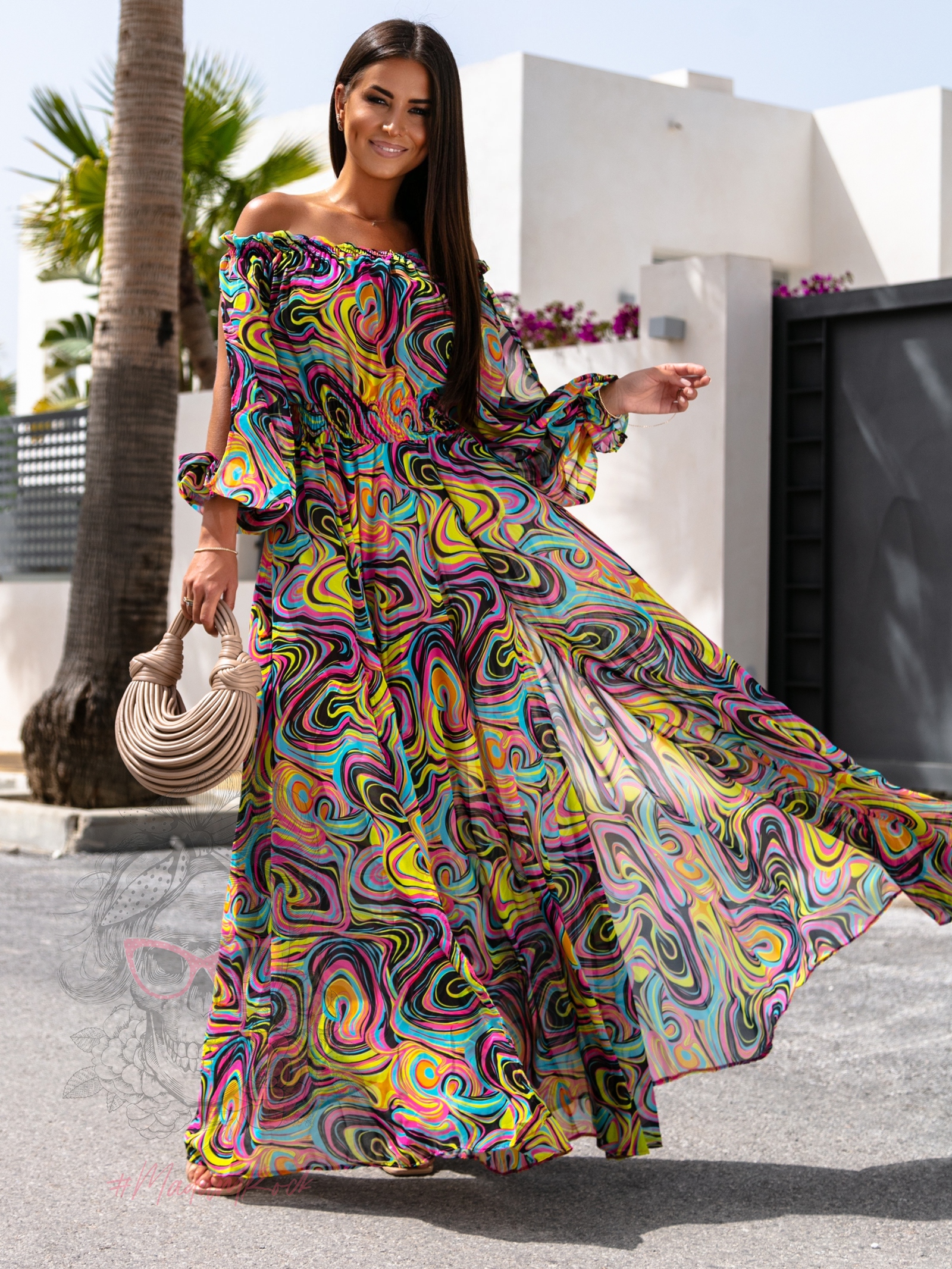 Sukienka szyfonowa NB Essa kolorowa maxi