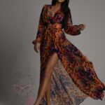 Sukienka maxi NB Mango II pomarańczowo-fioletowa