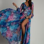 Sukienka maxi NB w kwiaty Secret Garden niebieska