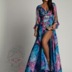 Sukienka maxi NB w kwiaty Secret Garden niebieska