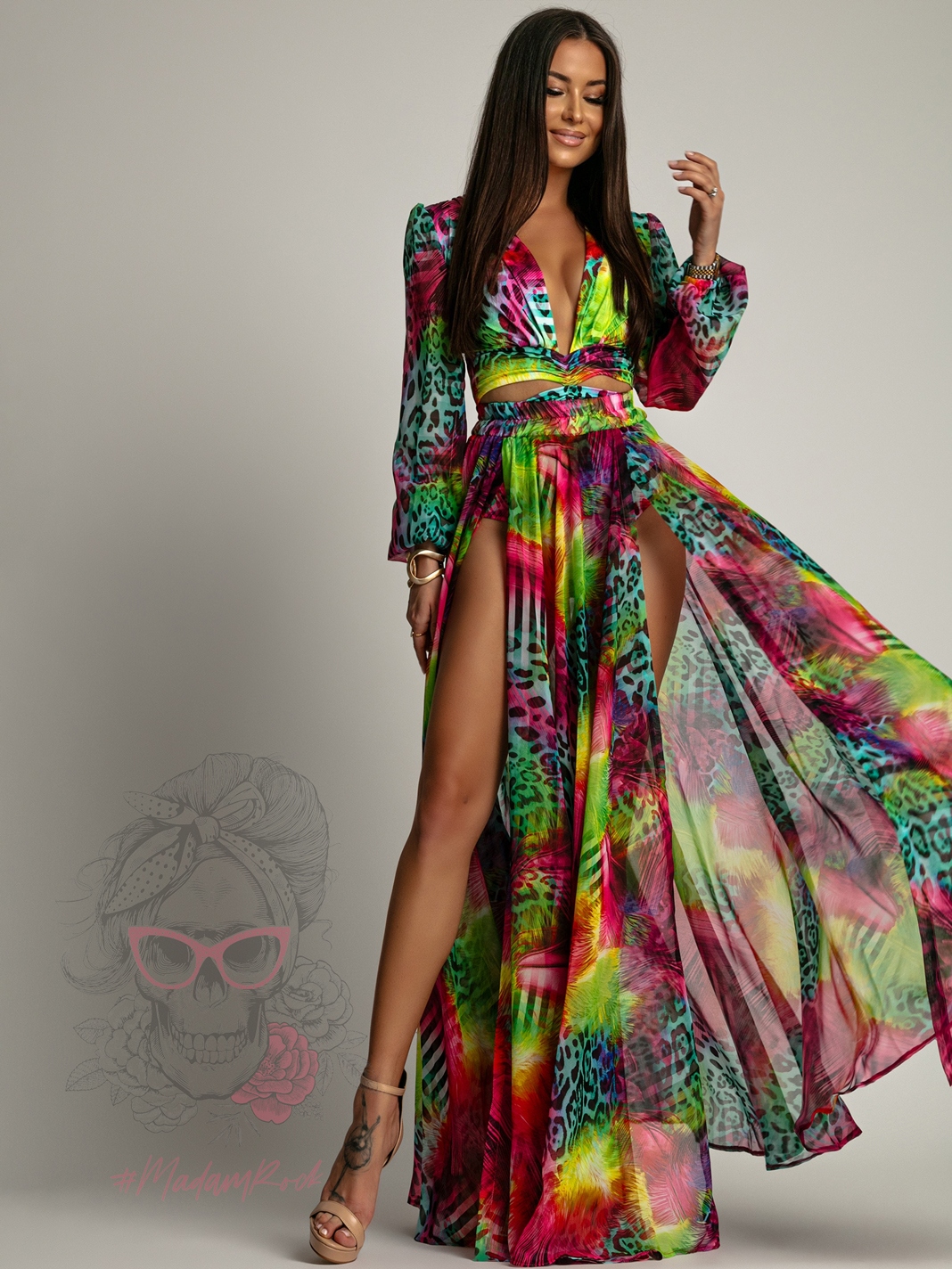 Komplet body + spódnica NB Vacay kolorowy