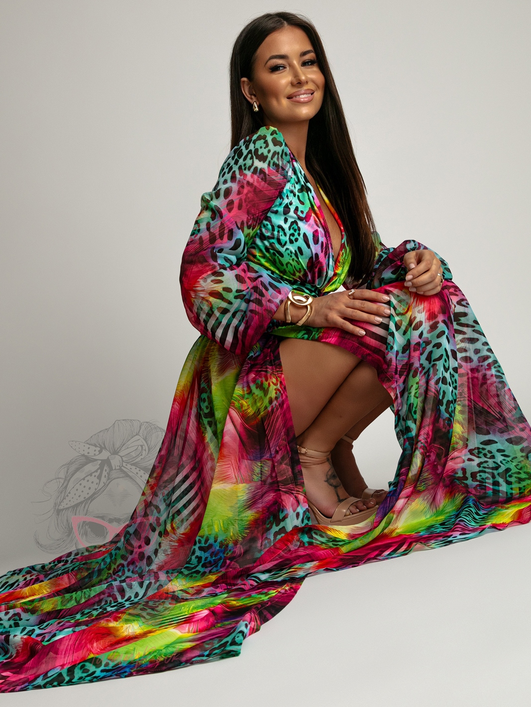 Komplet body + spódnica NB Vacay kolorowy