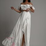 Komplet top + spódnica maxi Balideo II biały