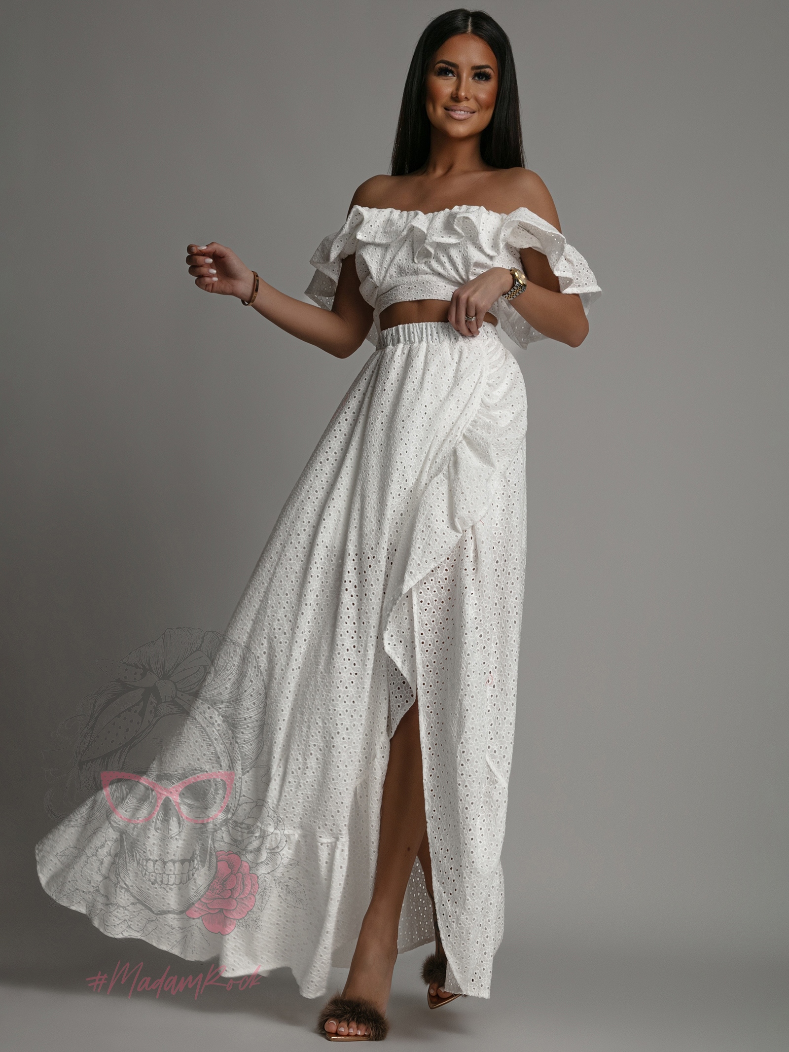 Komplet top + spódnica maxi Balideo II biały