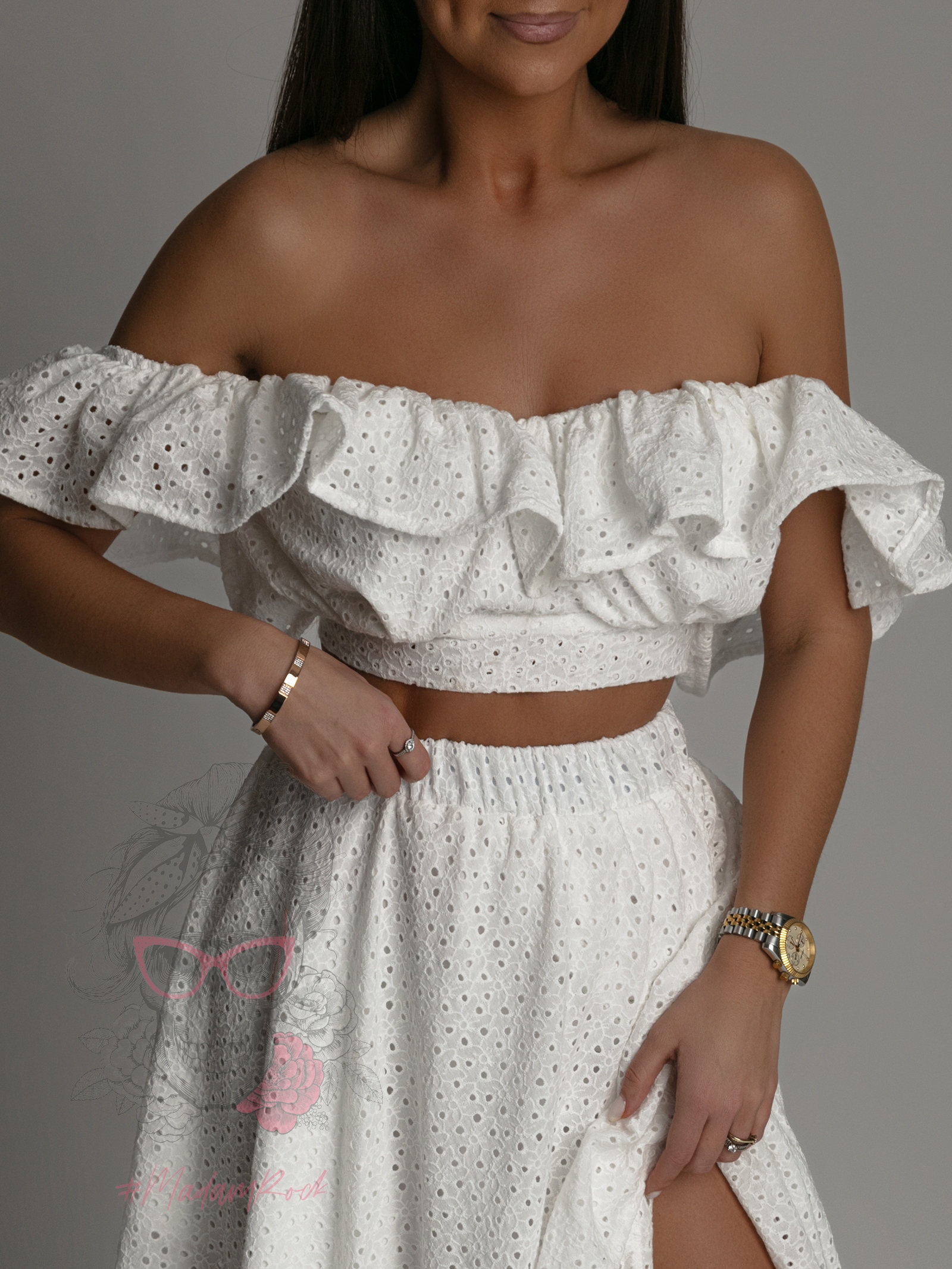 Komplet top + spódnica maxi Balideo II biały