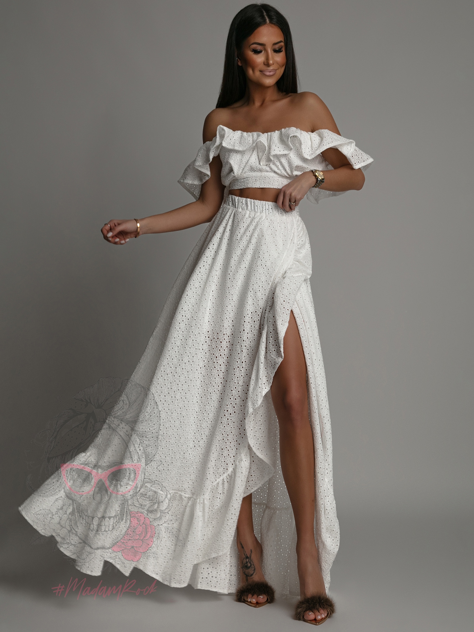 Komplet top + spódnica maxi Balideo II biały