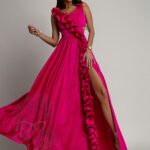 Sukienka maxi NB GlamRoses amarantowa