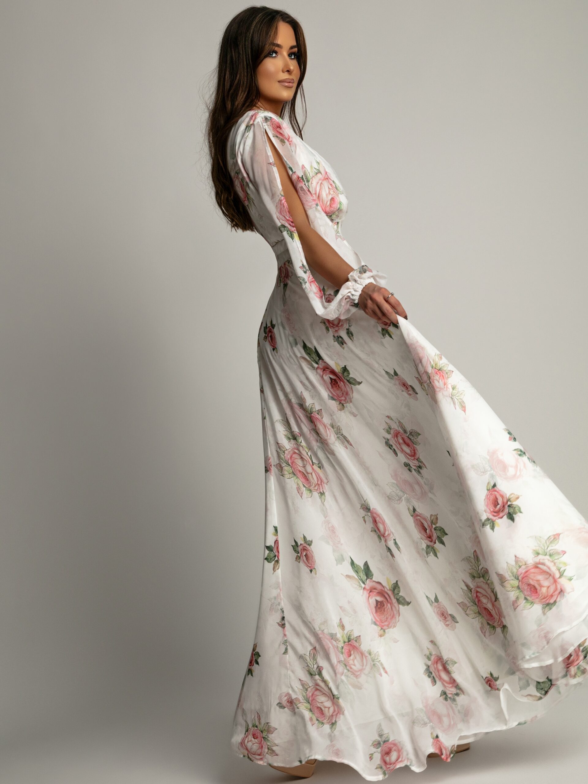 Sukienka w róże maxi NB Viva Garden biała