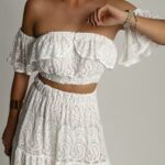 Komplet koronkowy spódnica + bluzka NB Desperado biały