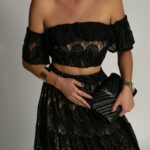 Komplet koronkowy spódnica + bluzka NB Desperado czarny