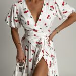 Sukienka maxi w wisienki Cherry biała