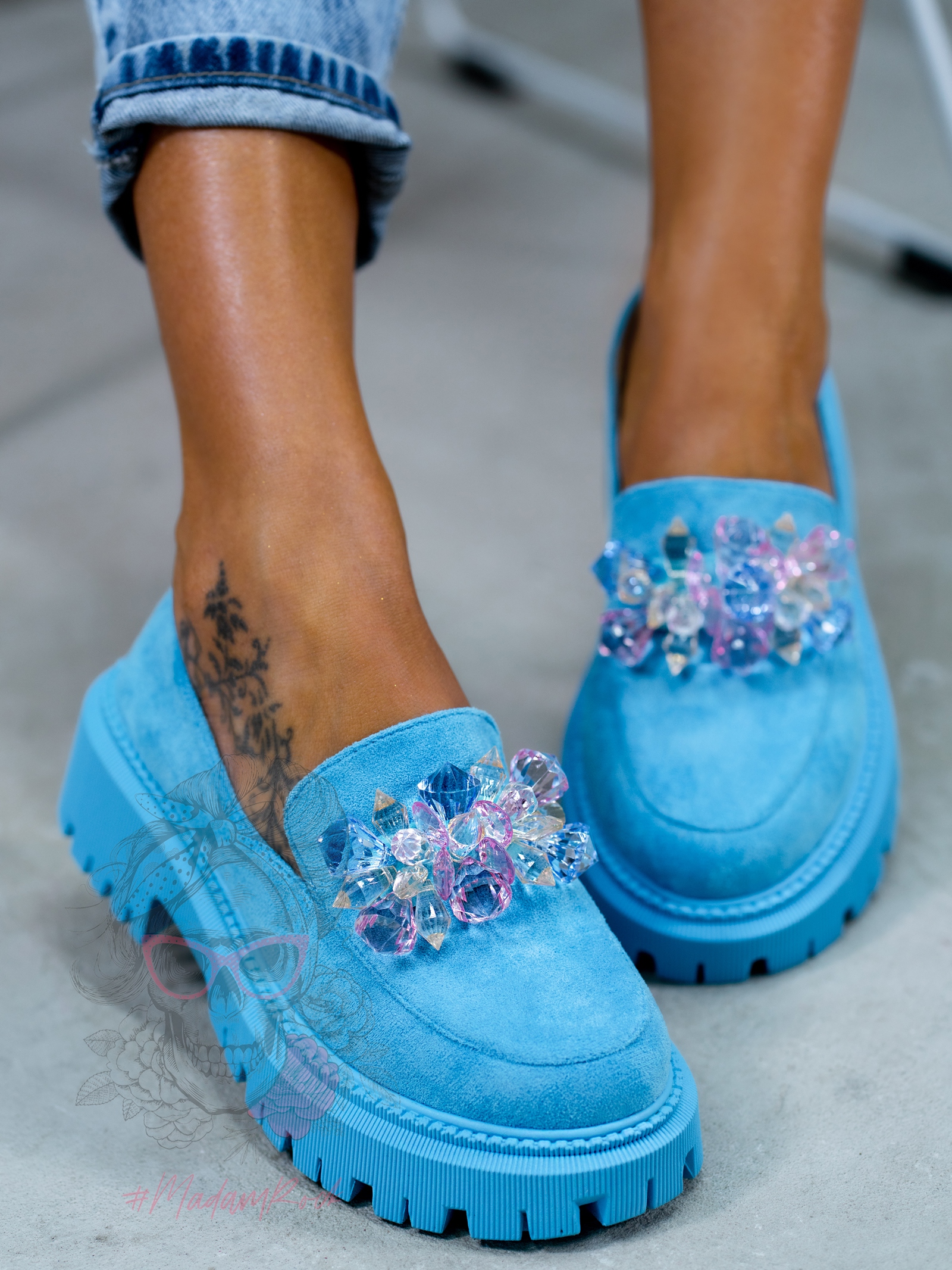 Mokasyny z kamieniami Madam Alecta błękitne Mokasyny z kamieniami Madam Alecta błękitne