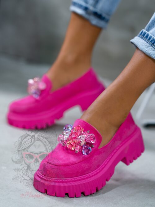 Mokasyny z kamieniami Madam Alecta różowe