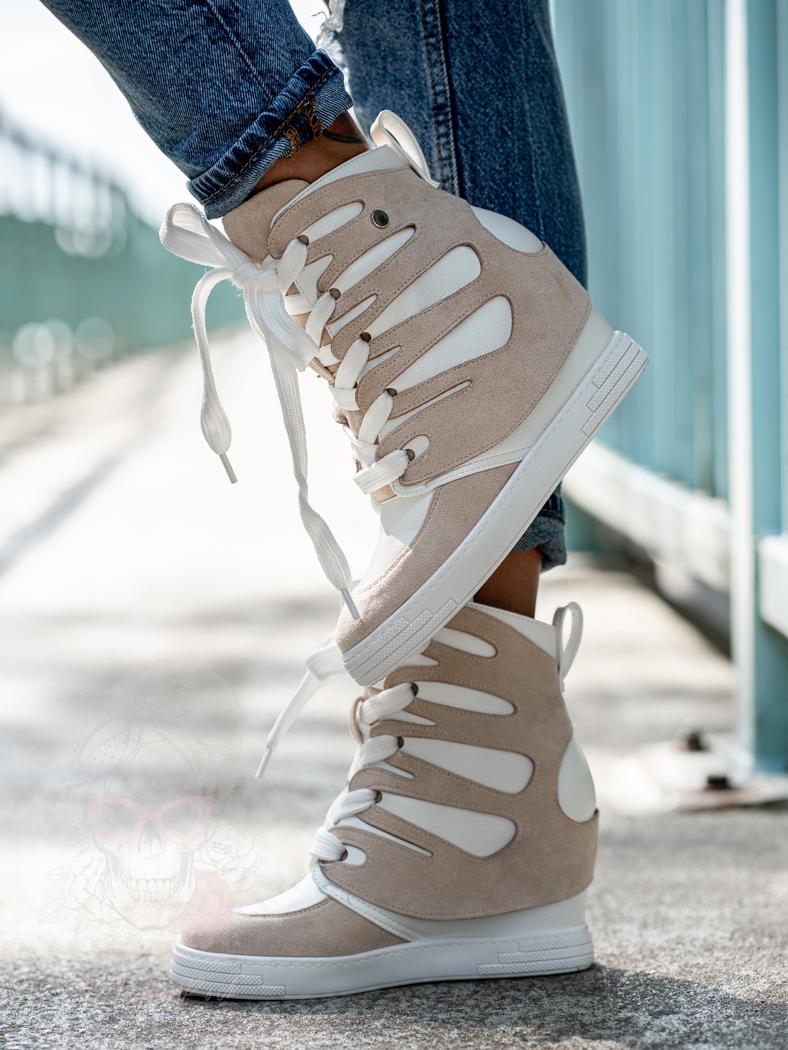 Sneakersy Madam Krua biało-beżowe