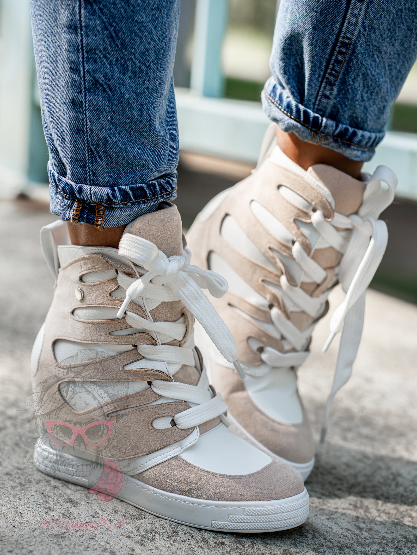 Sneakersy Madam Krua biało-beżowe Sneakersy Madam Krua biało-beżowe