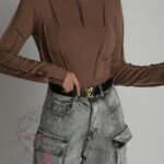 Bluzka prążkowana Missius mocca