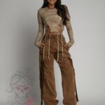 Bluzka sznurowana dekatyzowana Katera beżowa