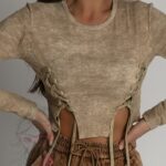 Bluzka sznurowana dekatyzowana Katera beżowa