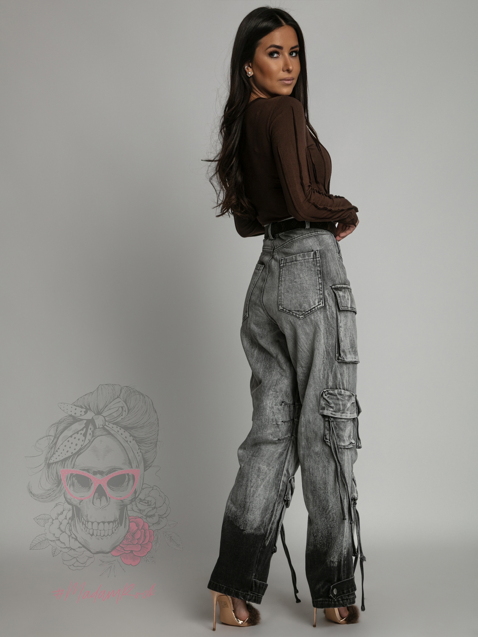 Bluzka prążkowana Missius brązowa