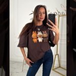 T-shirt oversize bawełniany HEART SIDE OLAVOGA brązowy