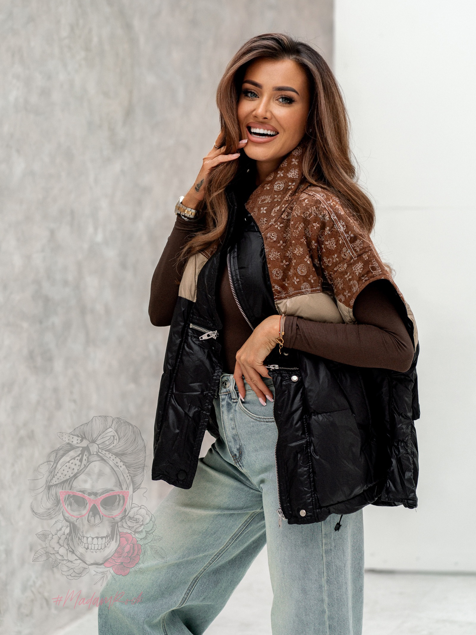 Kamizelka oversize Monograme czekolada