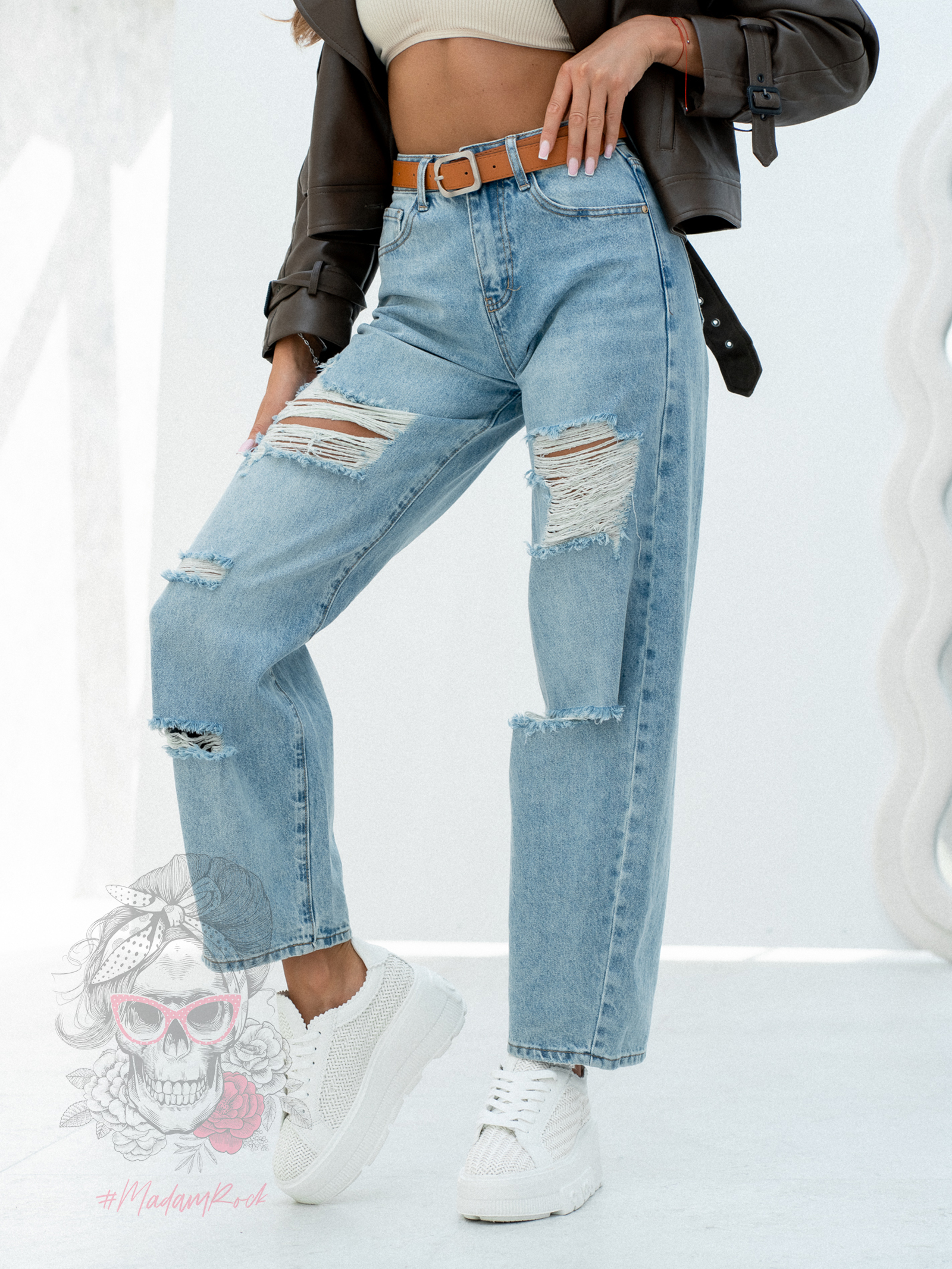 Spodnie jeansowe z dziurami Voren niebieskie