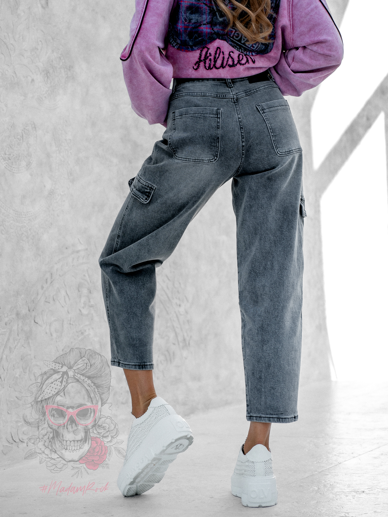 Spodnie jeansowe bojówki Dorano szare