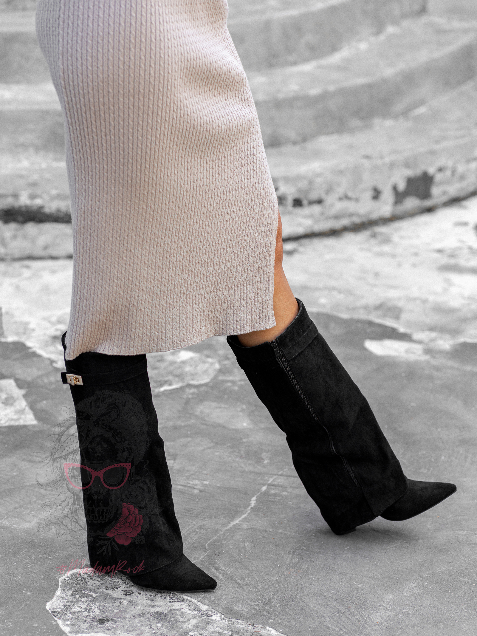 Kozaki zamszowe Madam Givmer czarne