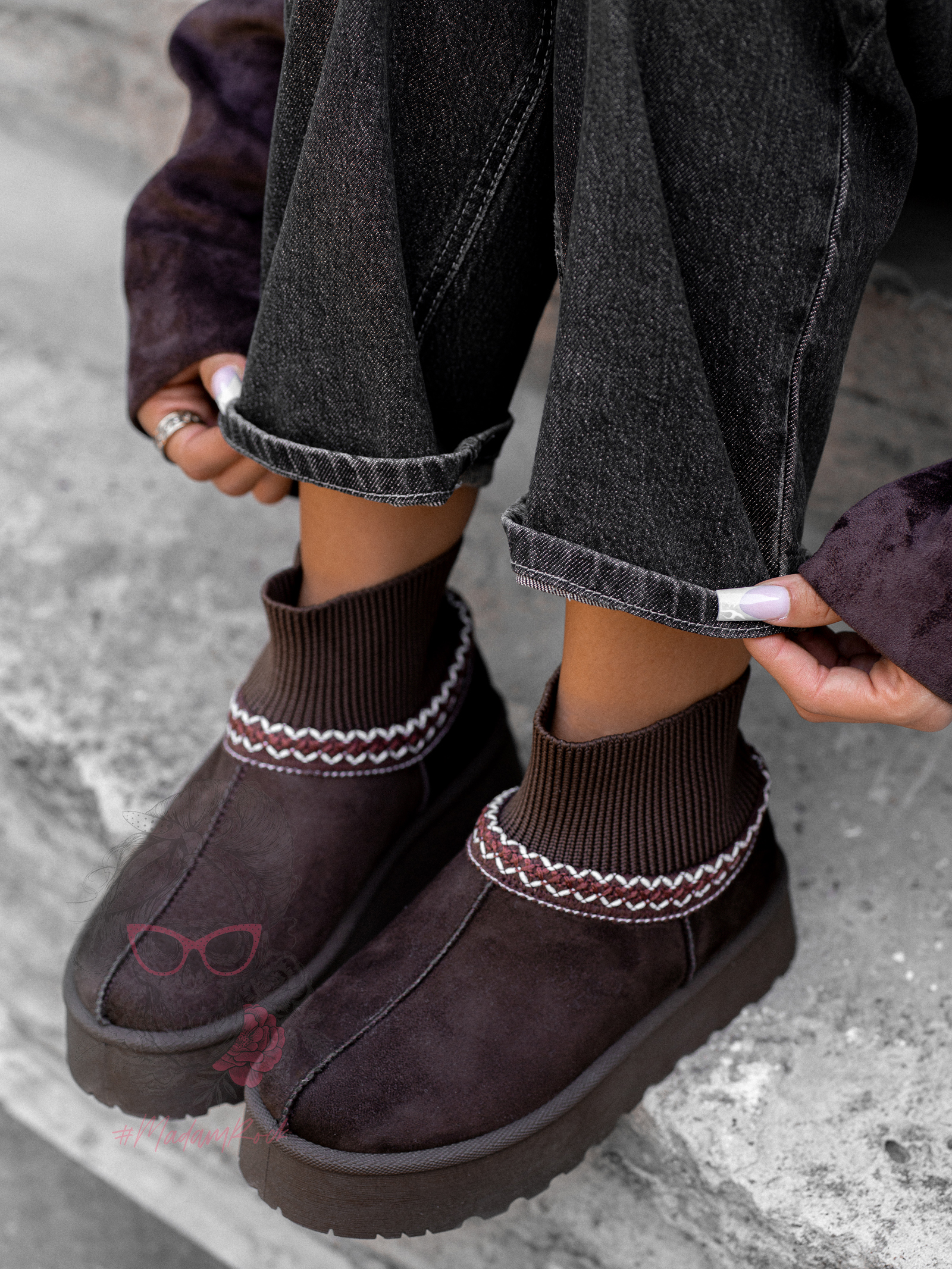 Śniegowce ze skarpetką PLUFF czekoladowe