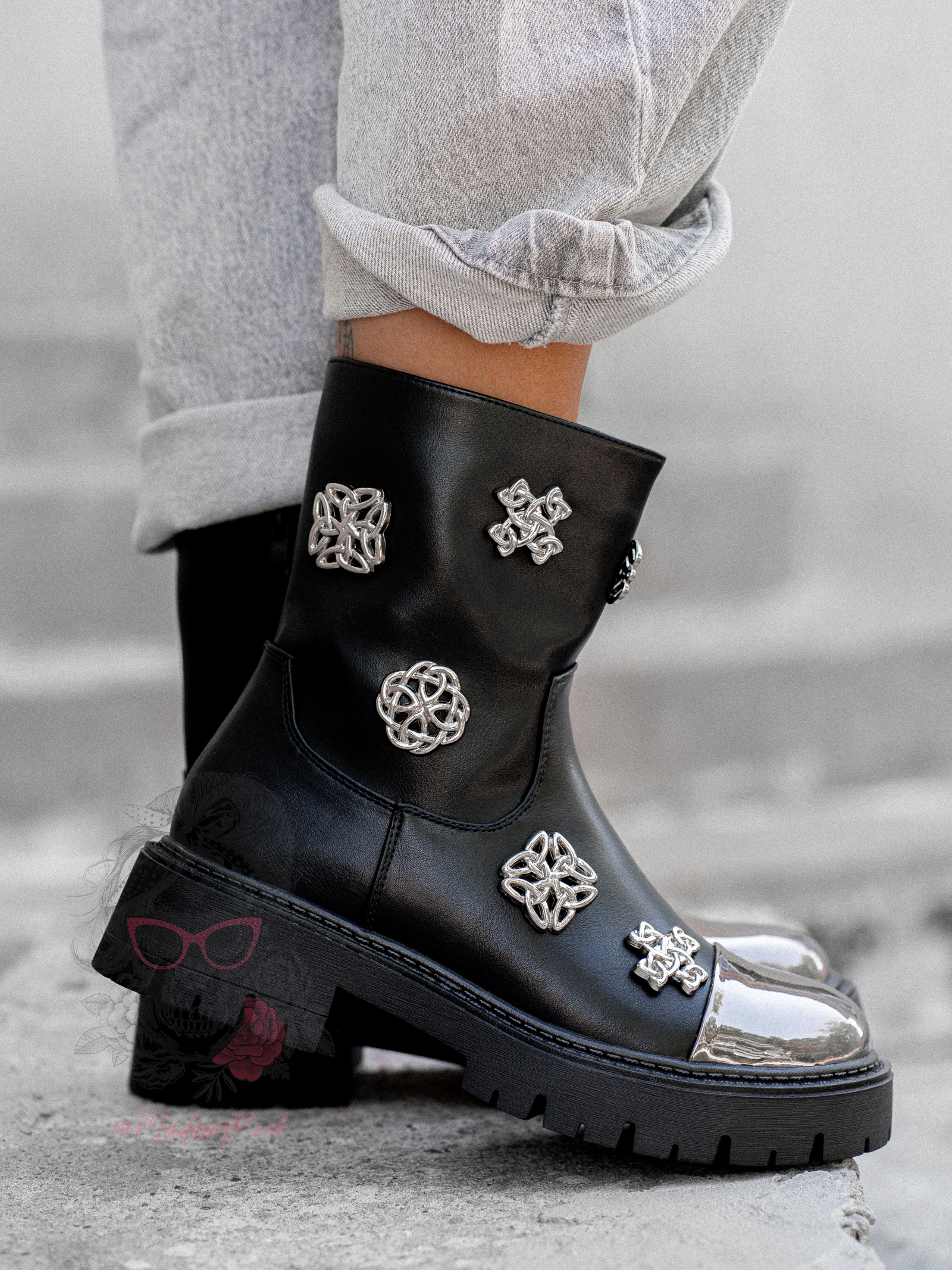 Workery z ekoskóry Rock Rebel czarne