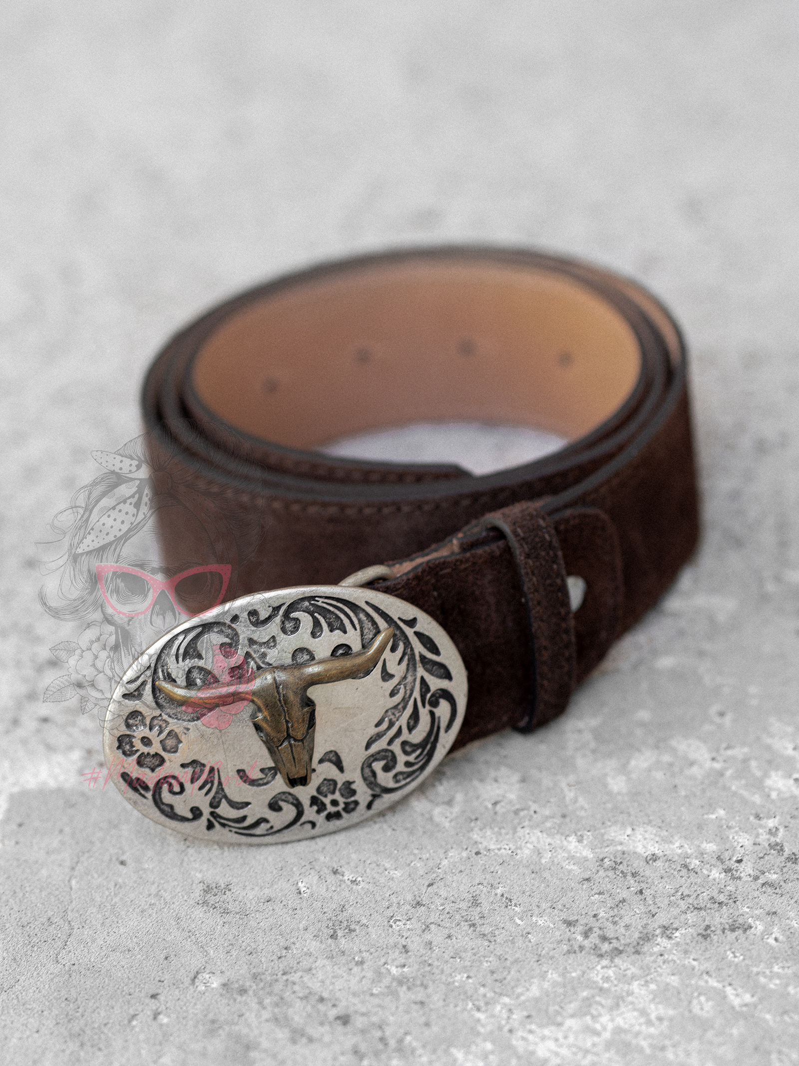 Pasek zamszowy country Rodeo brązowy