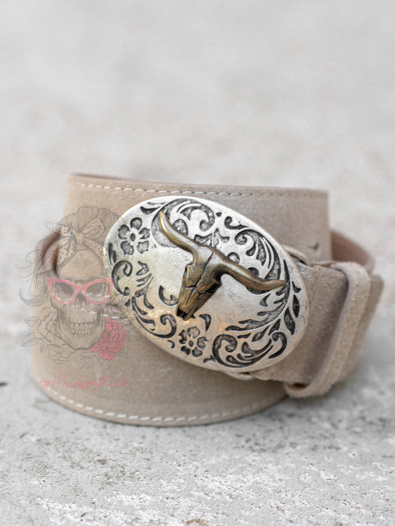 Pasek zamszowy country Rodeo beżowy