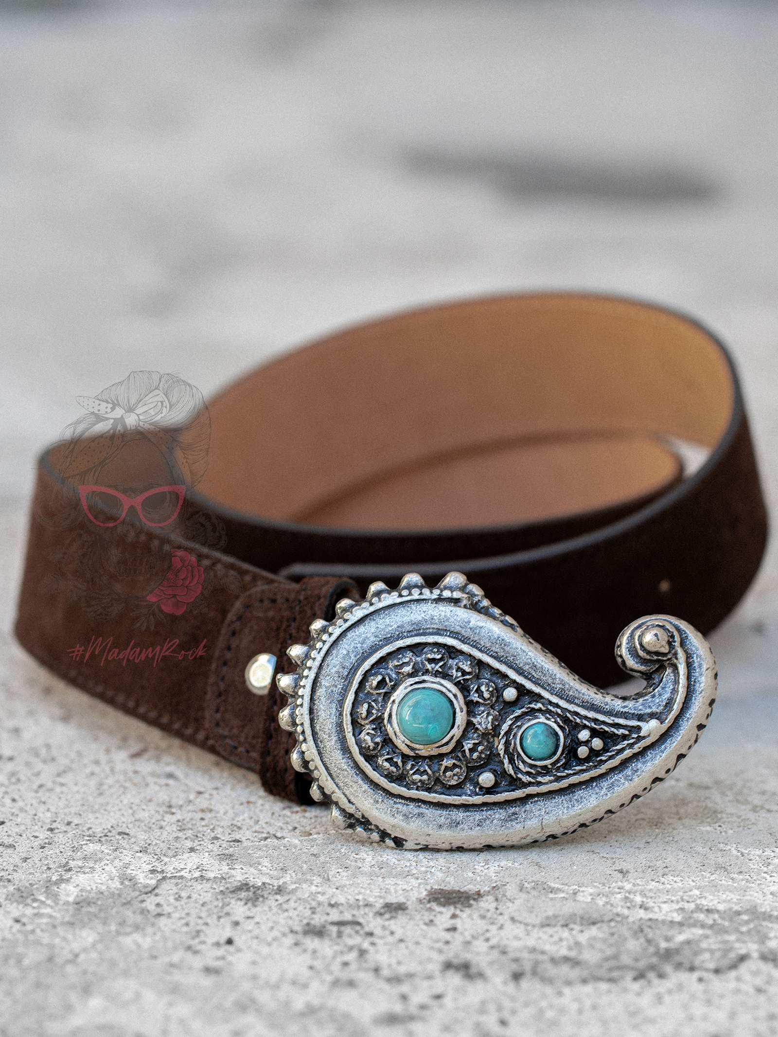 Pasek zamszowy country Lakki brązowy