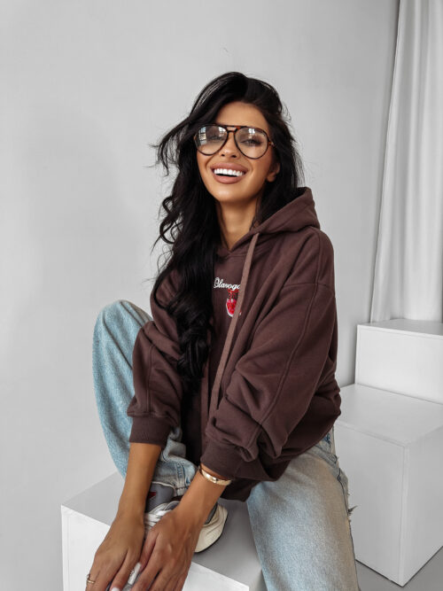 Bluza hoodie z kapturem OLAVOGA FLINT brązowa