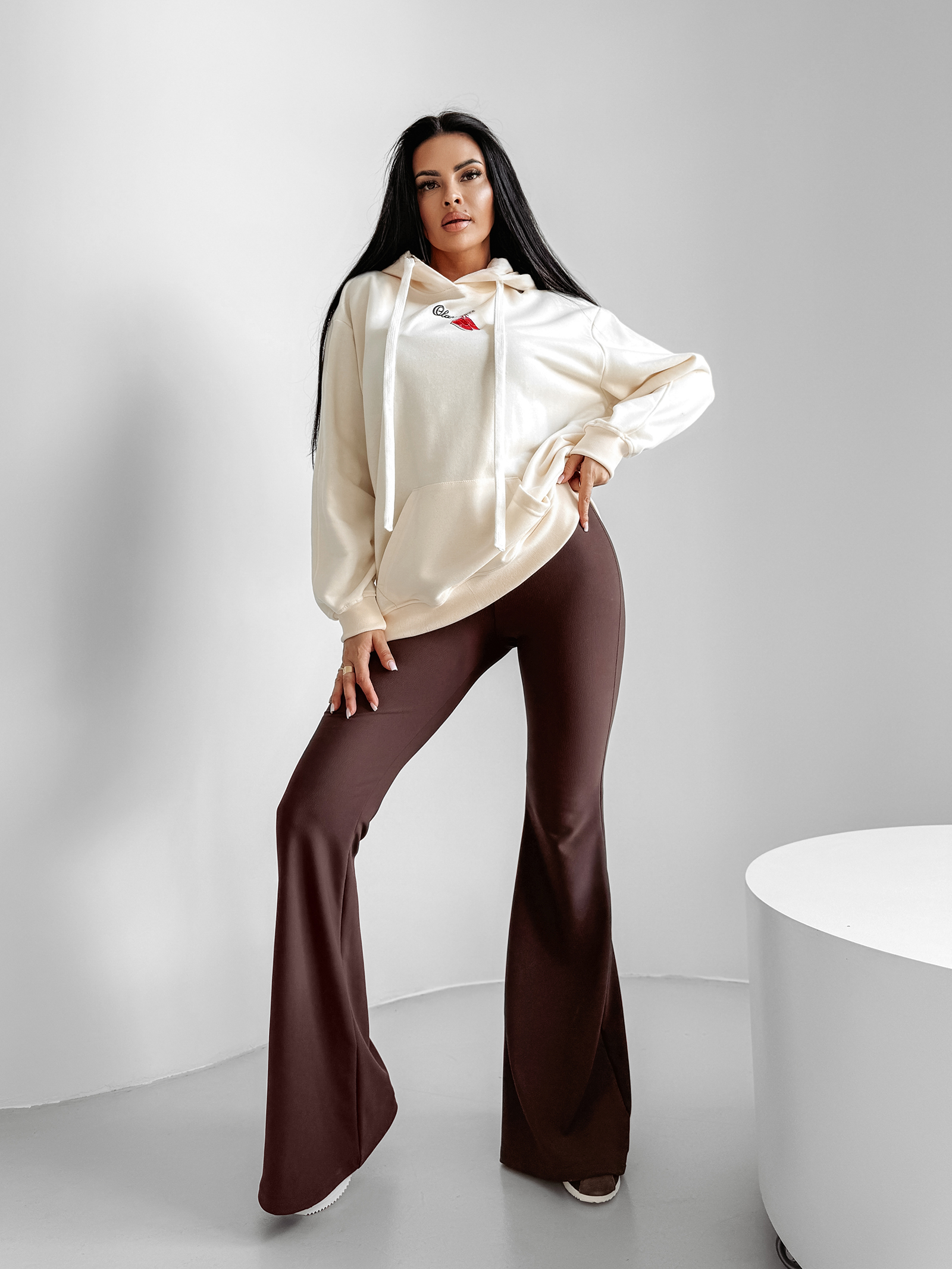 Bluza hoodie z kapturem OLAVOGA FLINT ecru