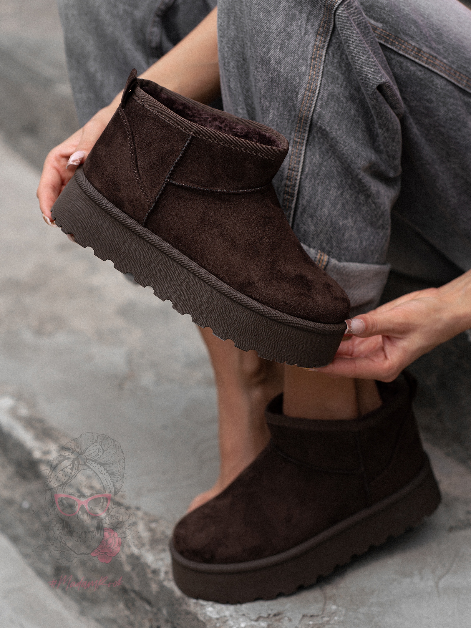 Botki emu Madam Wobbi IV czekoladowe