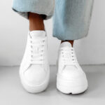 Sneakersy na platformie NEFRE OLAVOGA białe