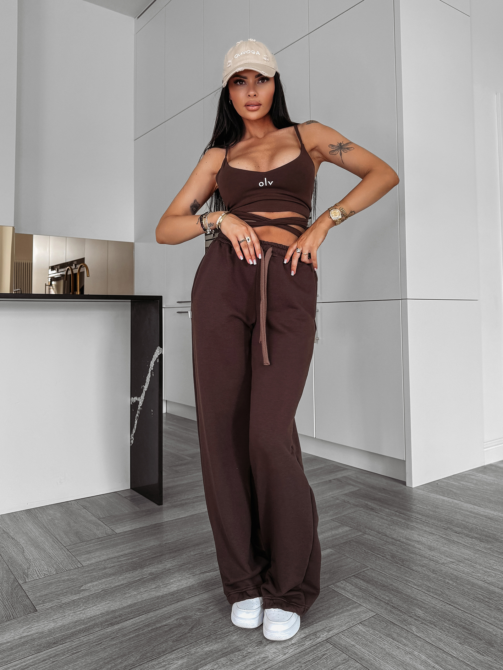 Komplet bawełniany DEW OLAVOGA brązowy