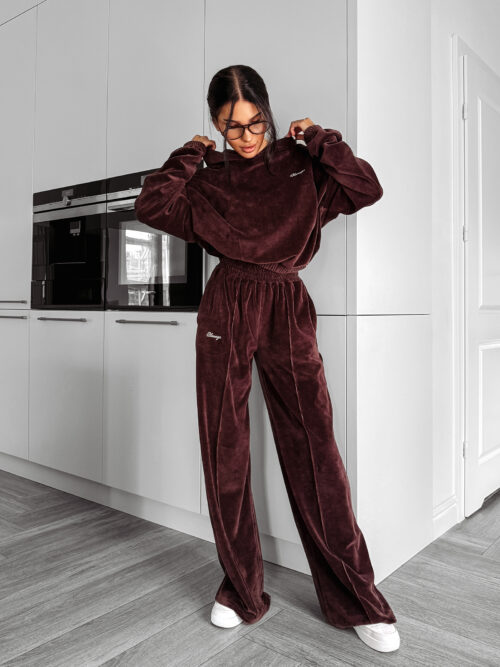 Komplet welurowy HERVEST VELVET OLAVOGA brązowy