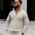 Komplet sweterkowy męski OLLAN OLAVOGA szary