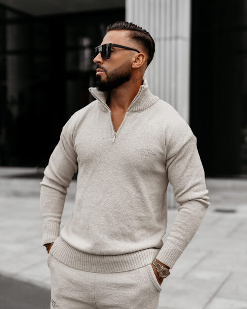 Komplet sweterkowy męski OLLAN OLAVOGA szary