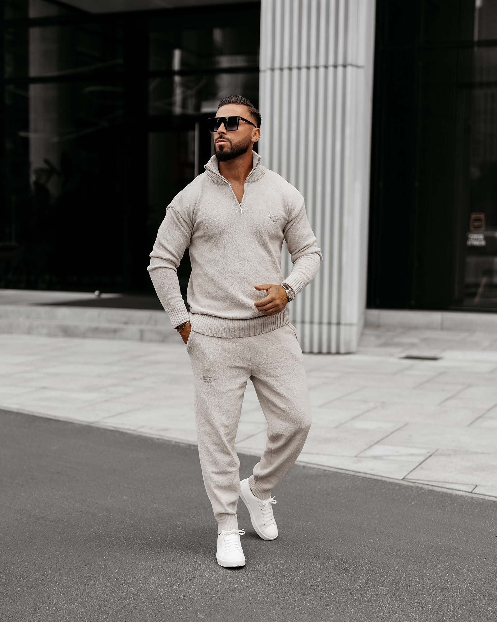 Komplet sweterkowy męski OLLAN OLAVOGA szary