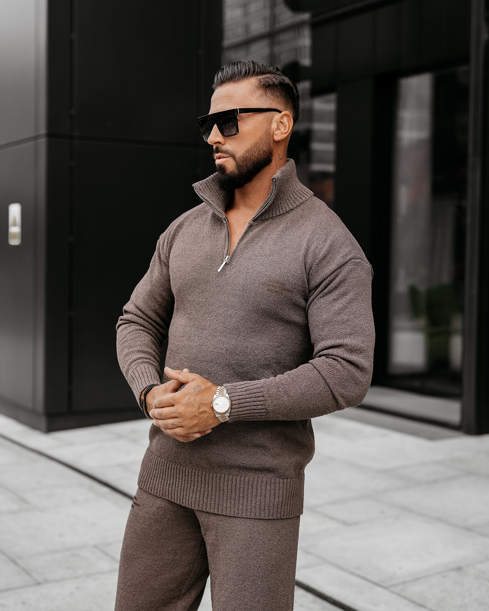 Komplet sweterkowy męski OLLAN OLAVOGA grafit