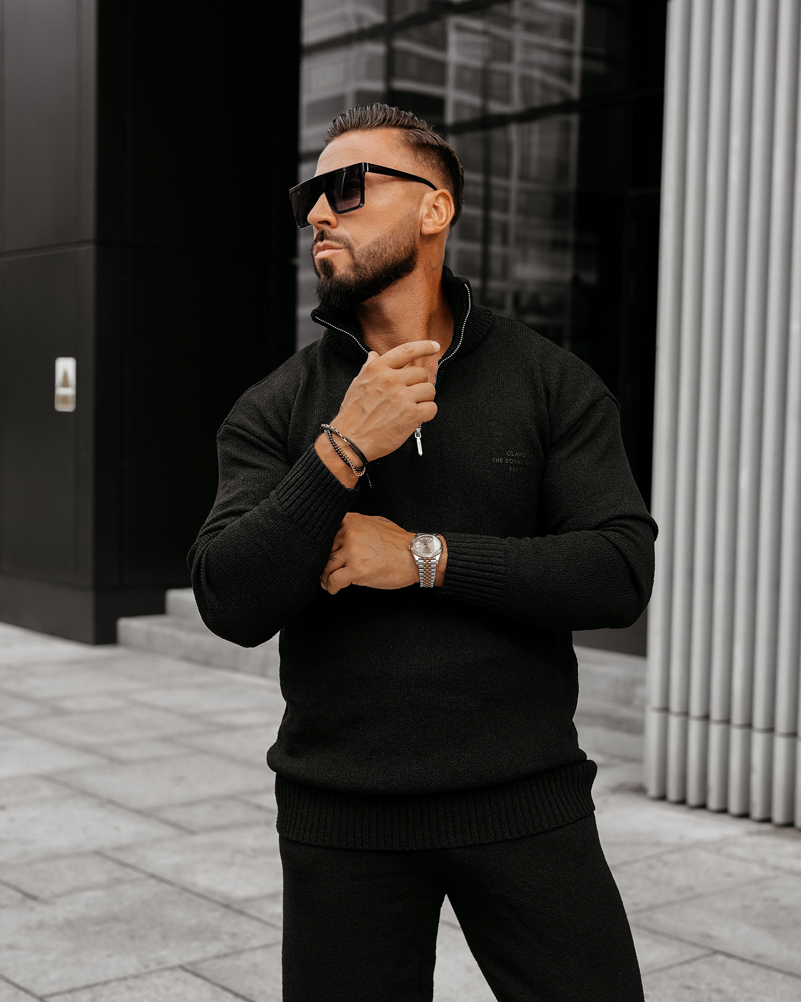 Komplet sweterkowy męski OLLAN OLAVOGA czarny