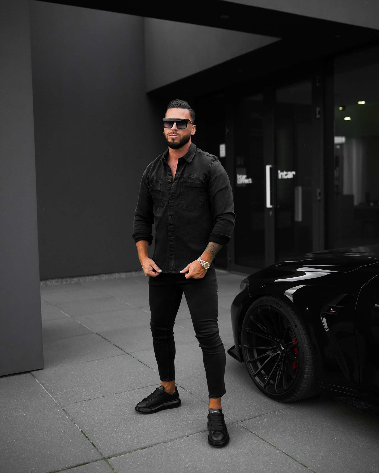 Koszula męska casual OLAVOGA GIACCA czarna