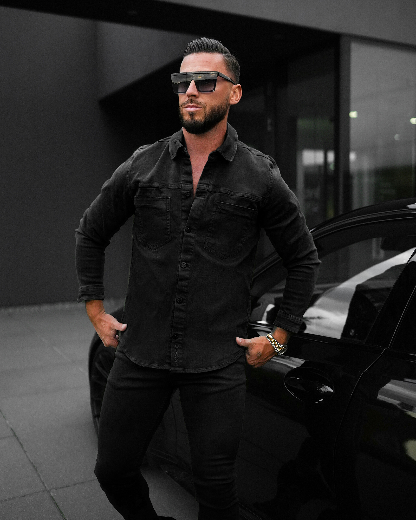 Koszula męska casual OLAVOGA GIACCA czarna