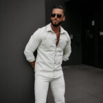 Koszula męska casual OLAVOGA GIACCA jasny beż