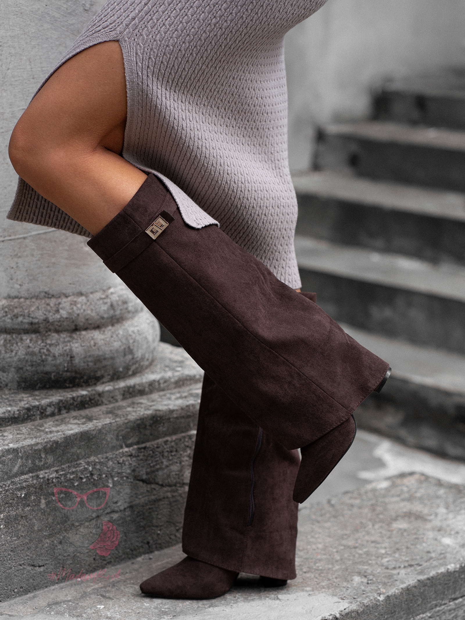 Kozaki zamszowe Madam Givmer czekoladowe